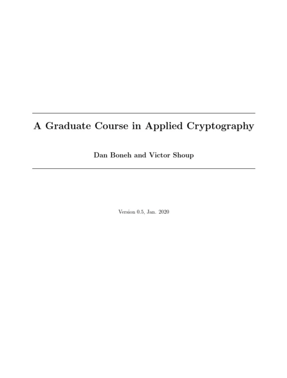 A Graduate Course in Applied Cryptography cover